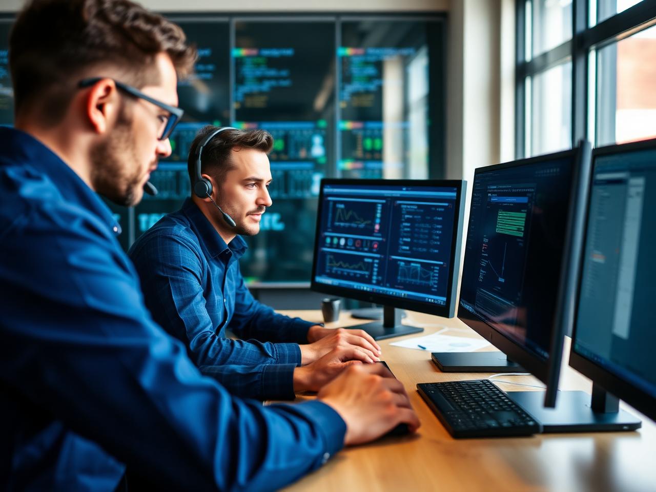 IT specialists monitoring client systems and providing technical support